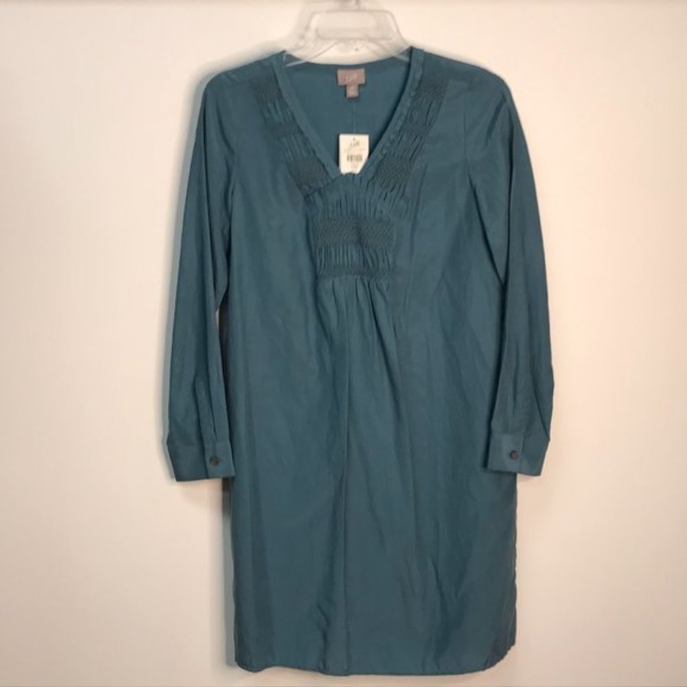 NWT J Jill Silk Blend Pintuck Neck Tunic Dress